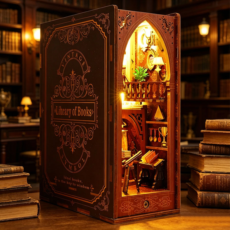 DIY Book Nook Insert Kits Wood - огляд і ціна Woodworking Book